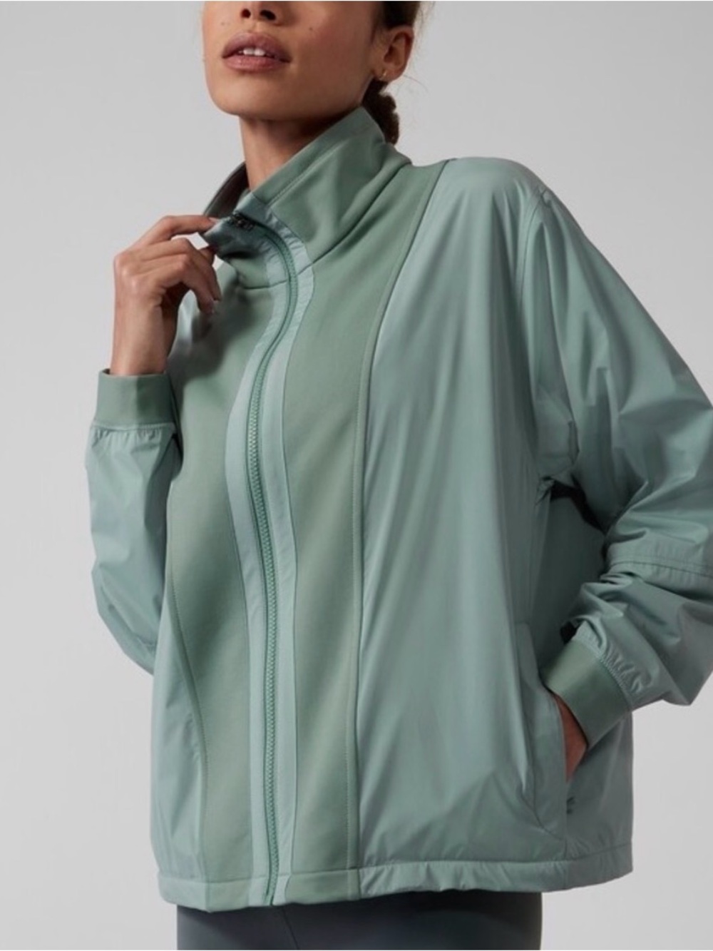 NWT Athleta Blue Evolve Hybrid Windbreaker Fleece Jacket Size Small